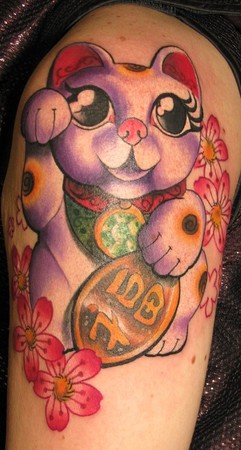 Looking for unique  Tattoos? Chinese Good Luck Cat